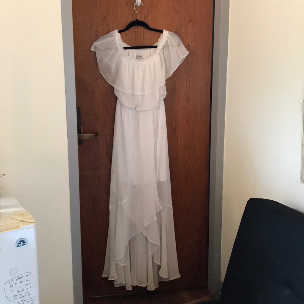 Express Off the Shoulder White Maxi Dress